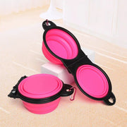 1-piece 2-in-1 foldable dual bowl feeding bowl portable outdoor travel dog and cat drinking bowl