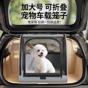 Foldable Pet Car Carrier, Portable Dog Cat Travel Crate for Car Outdoor Use
