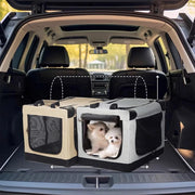 Portable Car-Mounted Pet House Cage Large Space Dog Cat Travel Carrier 3-Door Foldable Dog Crate Car Pet Kennel Travel Supplies