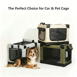 Portable Car-Mounted Pet House Cage Large Space Dog Cat Travel Carrier 3-Door Foldable Dog Crate Car Pet Kennel Travel Supplies