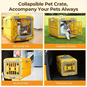 Portable Pp Material Outdoor Pet Cage, Foldable Durable PetTravel Carriers Dog Cage Large Cat Carrier Hard