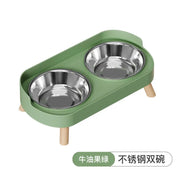 Dopamine Colorful Elevated Pet Feeder: Dual Stainless Steel Bowls with Neck Support - Fashion Food & Water Station for Pets