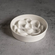Elevated Ceramic Slow Feeder Bowl for Dogs Cats, Anti-Choking Maze Bowl with Iron Stand, Non-Slip Pet Food Bowl