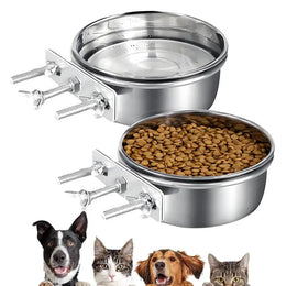 New Stainless Steel Pet Bowl Anti-gnawing Hanging Dog Cage Bowls Feeder Dish Parrot Bird