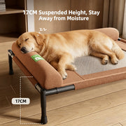Waterproof elevated dog kennel removable washable chew resistant leather bed for small medium dogs all seasons