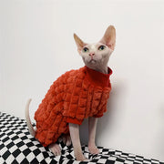 Elegant Warm Sphynx Cat Turtleneck Sweater Hairless Cat Clothes Comfort Winter Coat Thickening Fleece Jacket for Sphynix Cat