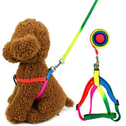 Nylon Rainbow Pet Dog Collar Harness Leash Soft Walking Harness Lead Colorful and Durable Traction Rope 120cm