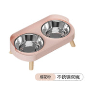 Dopamine Colorful Elevated Pet Feeder: Dual Stainless Steel Bowls with Neck Support - Fashion Food & Water Station for Pets