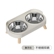 Dopamine Colorful Elevated Pet Feeder: Dual Stainless Steel Bowls with Neck Support - Fashion Food & Water Station for Pets