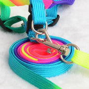 Nylon Rainbow Pet Dog Collar Harness Leash Soft Walking Harness Lead Colorful and Durable Traction Rope 120cm