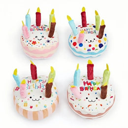New Birthday Cake Dog Toys Interactive Bite Resistant Gnaw Toys Puppy Teething 16cm Stuffed Cake Doll Party Decor