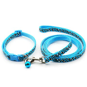New Pet Leash and Collar Set Dog Chain with Cute Leopard Print Small Cat and Dogs Collar Out Walk Dog Leash Vest Pet Supplies