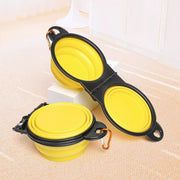 1-piece 2-in-1 foldable dual bowl feeding bowl portable outdoor travel dog and cat drinking bowl