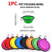1-piece 2-in-1 foldable dual bowl feeding bowl portable outdoor travel dog and cat drinking bowl