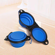 1-piece 2-in-1 foldable dual bowl feeding bowl portable outdoor travel dog and cat drinking bowl