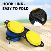 1-piece 2-in-1 foldable dual bowl feeding bowl portable outdoor travel dog and cat drinking bowl