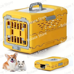 Portable Durable Collapsible Hard Sided Pet Crate 2 Doors For Dog Cat Travel Kennel