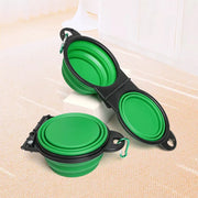 1-piece 2-in-1 foldable dual bowl feeding bowl portable outdoor travel dog and cat drinking bowl