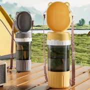2-in-1 Dual Storage Pet Feeding Bottle Leakproof Water Food Travel Bowl On-the-Go Outdoor Hiking Camping Dog Cat Essentials