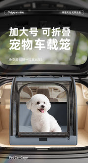 Foldable Pet Car Carrier, Portable Dog Cat Travel Crate for Car Outdoor Use