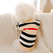 Winter Dog Clothes Chihuahua Soft Puppy Kitten High Striped Cardigan Warm Knitted Sweater Coat Fashion Clothing for Pet Dogs Cat